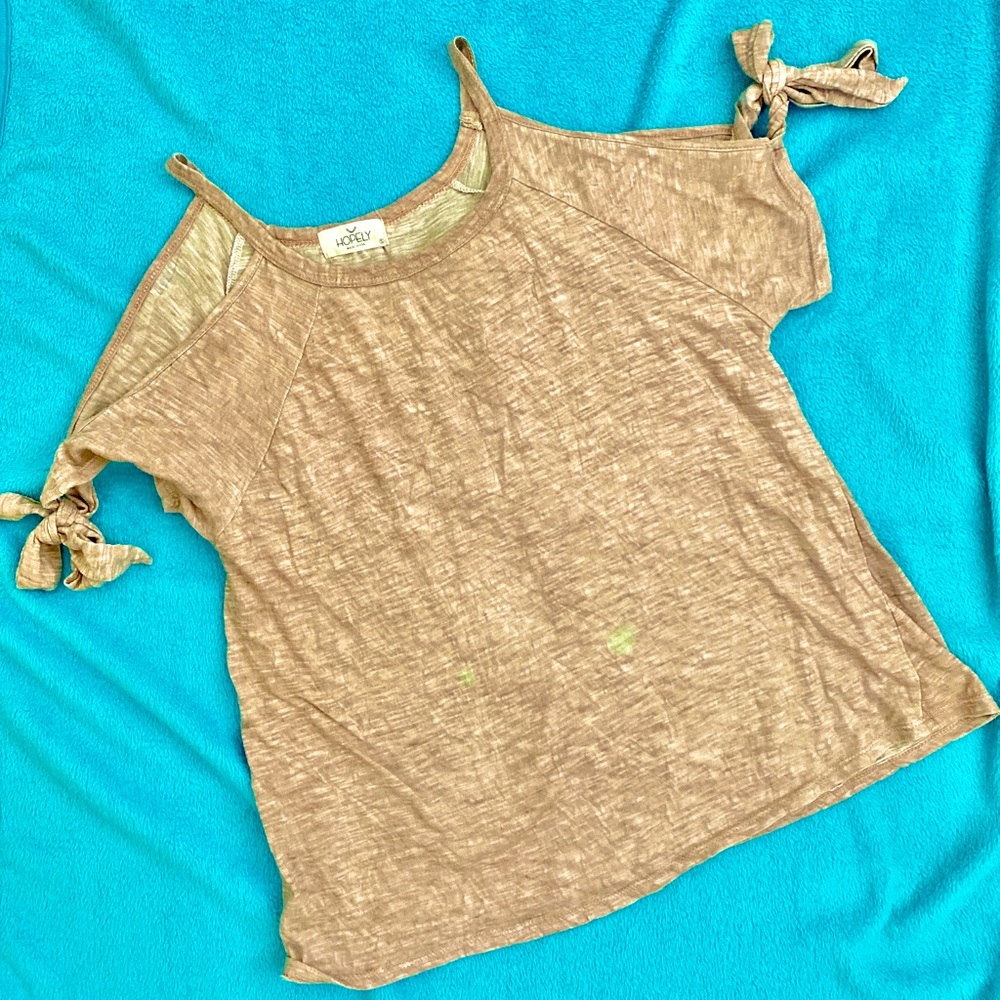 Pink Cold-Shoulder Top with Ties